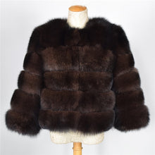 Load image into Gallery viewer, FURSARCAR 2019 Fashion Dark Gray Coat Short Real Fur Coat Women Natural Fox Fur Coats Winter Nine Quarter Sleeves Warm Clothing