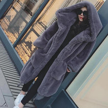 Load image into Gallery viewer, 4XL teddy coat Winter Faux Fur Coat Women 2018 Long Warm Faux Fur Jacket Coat Casual Hoodies Loose Pocket Coat Outwear Plus size