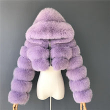 Load image into Gallery viewer, FURSARCAR Natural Real Women Fox Fur Coat With Hood Luxury Female Fur Jacket Thick Warm Fashion Female Winter Genuine Fur Coats