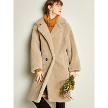 Load image into Gallery viewer, PUDI 2020 new women fashion real sheep fur over coat girl leisure solid teddy color jacket overcoats ct817
