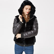 Load image into Gallery viewer, natural short rex rabbit fur coat women winter natural fur jacket with fur hood fanshion new outwear down sleeves coat sporty