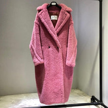 Load image into Gallery viewer, Women's Coat Teddy Bear Fur Coat Women Alpaca Coat Women Wool Coat Loose Coats Winter Warm Thicken Coat Women Classic Red Coat