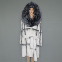 Load image into Gallery viewer, real fur coat natural fur lexus rex rabbit fur coat woman fox fur collar 23