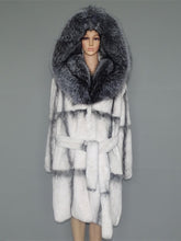 Load image into Gallery viewer, real fur coat natural fur lexus rex rabbit fur coat woman fox fur collar 23
