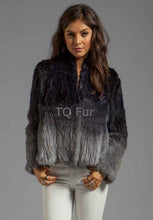 Load image into Gallery viewer, Real Genuine Rabbit Fur Gradient Knit Coat Thick Jacket Overcoat Qulity A