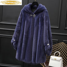 Load image into Gallery viewer, Real Mink Coat Female Luxury Natural Fur Coats Winter Jacket Women Warm Hooded Long Jackets for Women Clothes 2019 MY