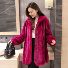 Load image into Gallery viewer, Real Mink Coat Female Luxury Natural Fur Coats Winter Jacket Women Warm Hooded Long Jackets for Women Clothes 2019 MY