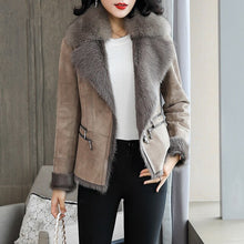 Load image into Gallery viewer, Double Faced Fur Coat Female Natural Wool Fur Coats Winter Jacket Women Fox Fur Collar Genuine Leather Jacket MY4081