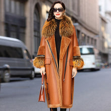 Load image into Gallery viewer, Faced Double Real Fur Coat Female Genuine Leather Jacket Winter Coat Women Raccoon Fur Collar Luxury Wool Coats MY4401 s