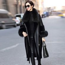Load image into Gallery viewer, Faced Double Real Fur Coat Female Genuine Leather Jacket Winter Coat Women Raccoon Fur Collar Luxury Wool Coats MY4401 s