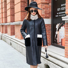 Load image into Gallery viewer, Natural Real Fur Coat Female Genuine Leather Jacket Mink Fur Collar 100% Wool Jacket Winter Sheepskin Coat Women Clothes 2019