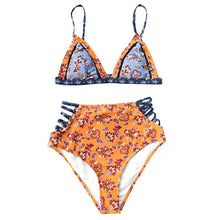 Load image into Gallery viewer, CUPSHE Flora Print High-waisted Bikini Set Women Strappy Triangle Bra Top Cutout Two Pieces Swimwear 2020 Girl Beach Swimsuits