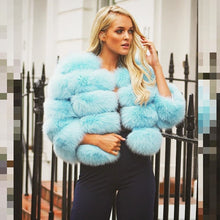 Load image into Gallery viewer, FURSARCAR 2019 Fashion Dark Gray Coat Short Real Fur Coat Women Natural Fox Fur Coats Winter Nine Quarter Sleeves Warm Clothing
