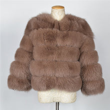 Load image into Gallery viewer, FURSARCAR 2019 Fashion Dark Gray Coat Short Real Fur Coat Women Natural Fox Fur Coats Winter Nine Quarter Sleeves Warm Clothing
