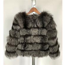 Load image into Gallery viewer, FURSARCAR 2019 Fashion Dark Gray Coat Short Real Fur Coat Women Natural Fox Fur Coats Winter Nine Quarter Sleeves Warm Clothing

