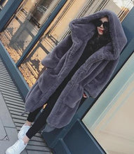 Load image into Gallery viewer, 4XL teddy coat Winter Faux Fur Coat Women 2018 Long Warm Faux Fur Jacket Coat Casual Hoodies Loose Pocket Coat Outwear Plus size
