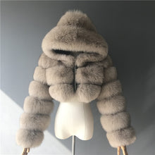 Load image into Gallery viewer, FURSARCAR Natural Real Women Fox Fur Coat With Hood Luxury Female Fur Jacket Thick Warm Fashion Female Winter Genuine Fur Coats
