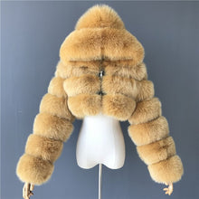 Load image into Gallery viewer, FURSARCAR Natural Real Women Fox Fur Coat With Hood Luxury Female Fur Jacket Thick Warm Fashion Female Winter Genuine Fur Coats
