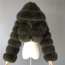 Load image into Gallery viewer, FURSARCAR Natural Real Women Fox Fur Coat With Hood Luxury Female Fur Jacket Thick Warm Fashion Female Winter Genuine Fur Coats
