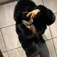 Load image into Gallery viewer, FURSARCAR Natural Real Women Fox Fur Coat With Hood Luxury Female Fur Jacket Thick Warm Fashion Female Winter Genuine Fur Coats
