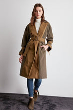 Load image into Gallery viewer, Trendyol Metal Buckle Arched Color Block Long Trench Coat TWOSS20TR0003

