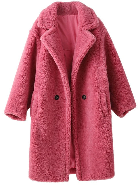 PUDI 2020 new women fashion real sheep fur over coat girl leisure solid teddy color jacket overcoats ct817