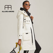 Load image into Gallery viewer, Allure Amore 2019 Winter Cotton Coat Women Zipper Big Pocket  Outwear Jackets Hooded Thicken Warm Parkas Ladies
