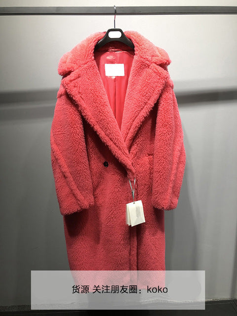 Women's Coat Teddy Bear Fur Coat Women Alpaca Coat Women Wool Coat Loose Coats Winter Warm Thicken Coat Women Classic Red Coat