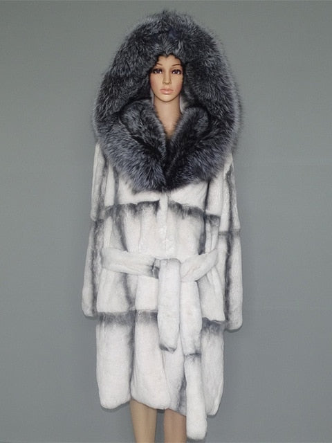 real fur coat natural fur  lexus rex rabbit fur coat woman fox fur collar 23