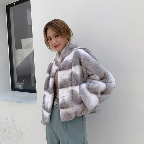 Natural Real Fur Coat Women Winter Real Mink Fur Coat Korean Double Faced Tops Women Clothes 2019 Warm Fur Top Jacket Hiver 4582