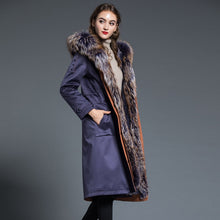 Load image into Gallery viewer, Real Rex Rabbit Fur Parka Coat Women Natural Fox Fur Hooded Clothes 2020 Winter Raccoon Fur Jacket Long Warm Coats Hiver HNWPK36
