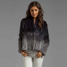 Load image into Gallery viewer, Real Genuine Rabbit Fur Gradient Knit Coat Thick Jacket Overcoat Qulity A
