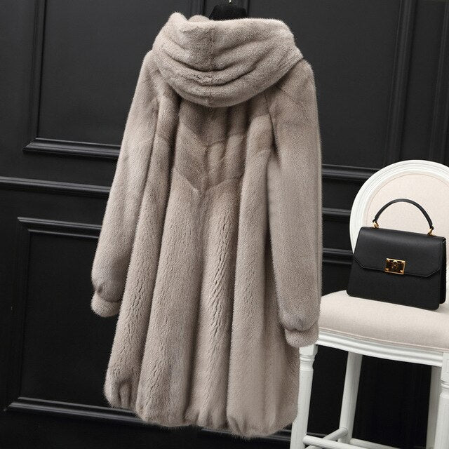 Mink Real Natural Fur Coat Female Luxury Fur Coats Winter Jacket Women Hooded Korean Jackets for Women Warm Overcoat MY s s